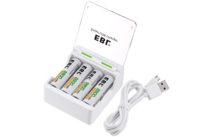 EBL USB Charger with 4 NiMH Rechargeable AA batteries