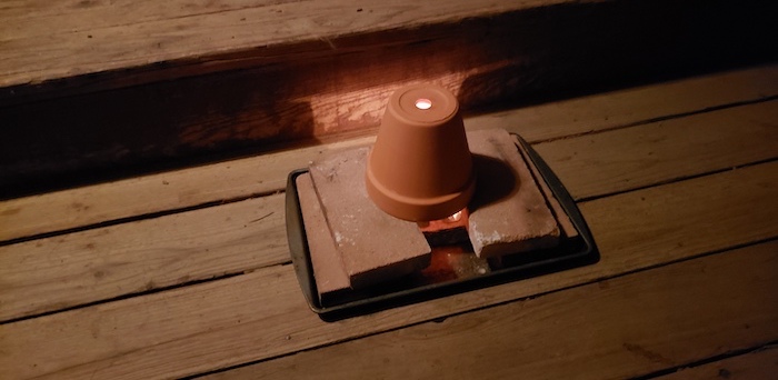 Terracotta heater on a deck