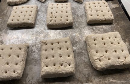 Hardtack going into the oven