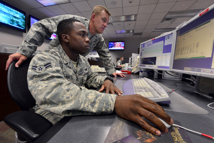 Airmen at GPS ground control