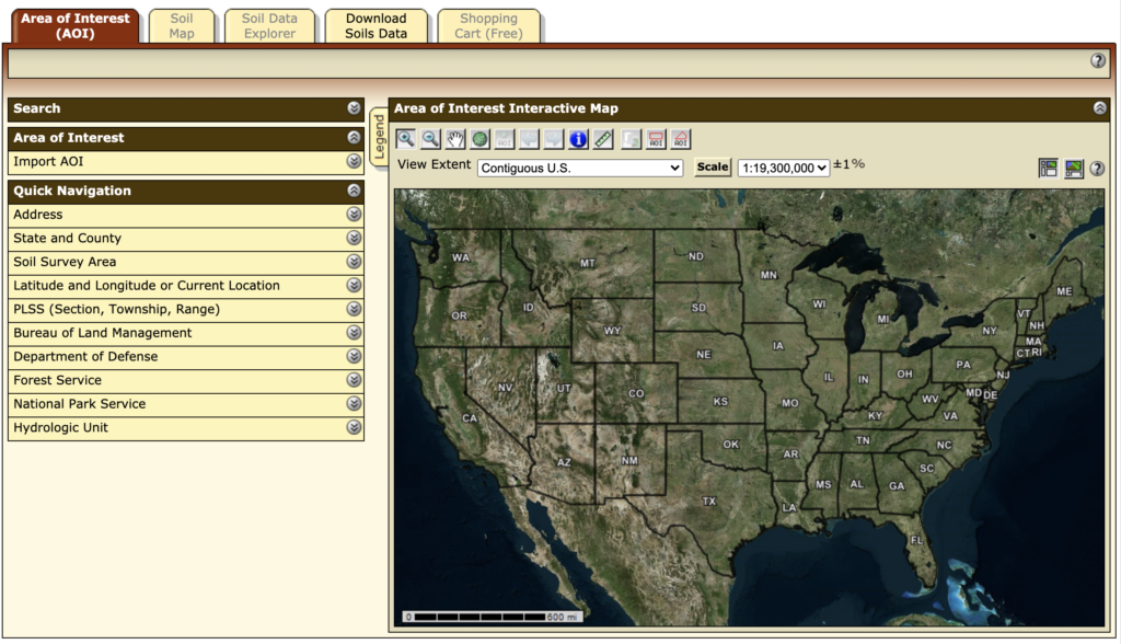 USDA Area of Interest map