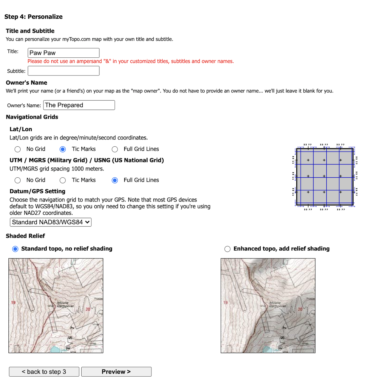 Personalizing a MyTopo map