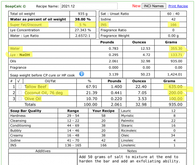 2021.12.03 soap recipe highlighted